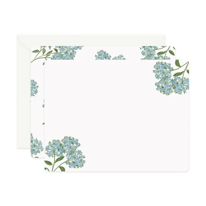 Boxed set of six hydrangea flat notecards with envelopes