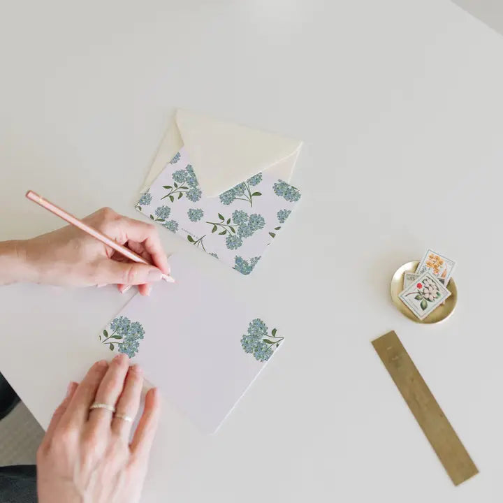 Boxed Set of 6 Hydrangea Flat Notecards