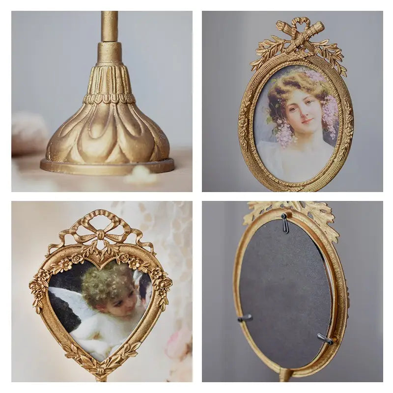 Gold-Finish Pedestal Photo Frame, Vintage Style