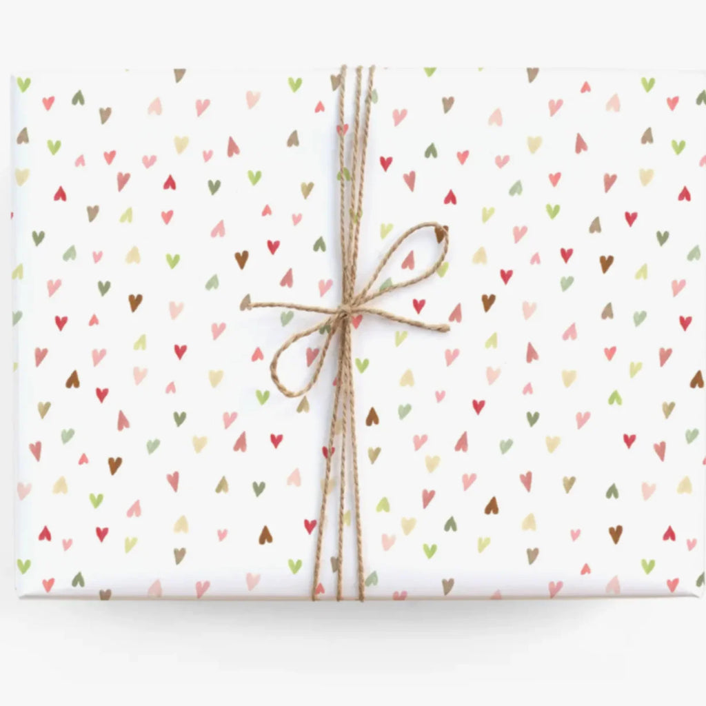 Mini hearts gift wrap roll with colorful heart pattern