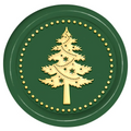 Green wax seal impression showing a Christmas tree design